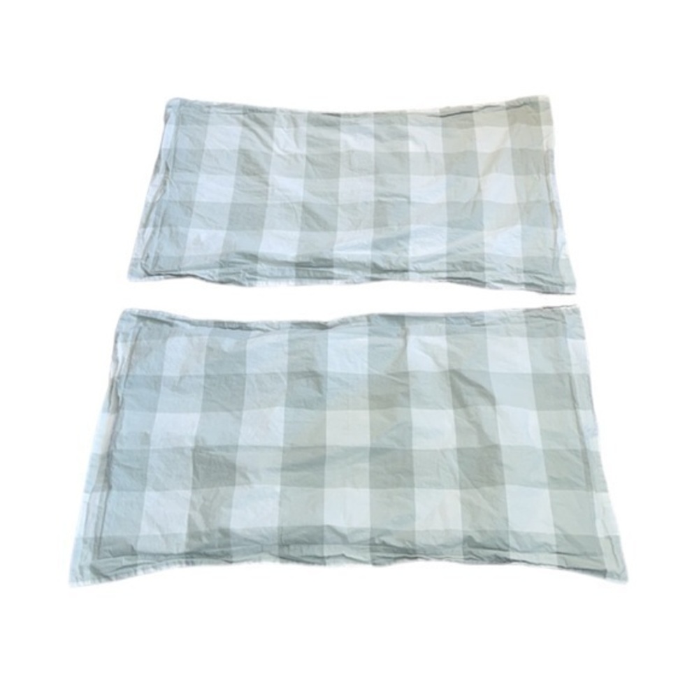 Set of 2 Ballard Designs Gwenyth Buffalo Check Green King Pillow Covers Shams - Picture 2 of 7